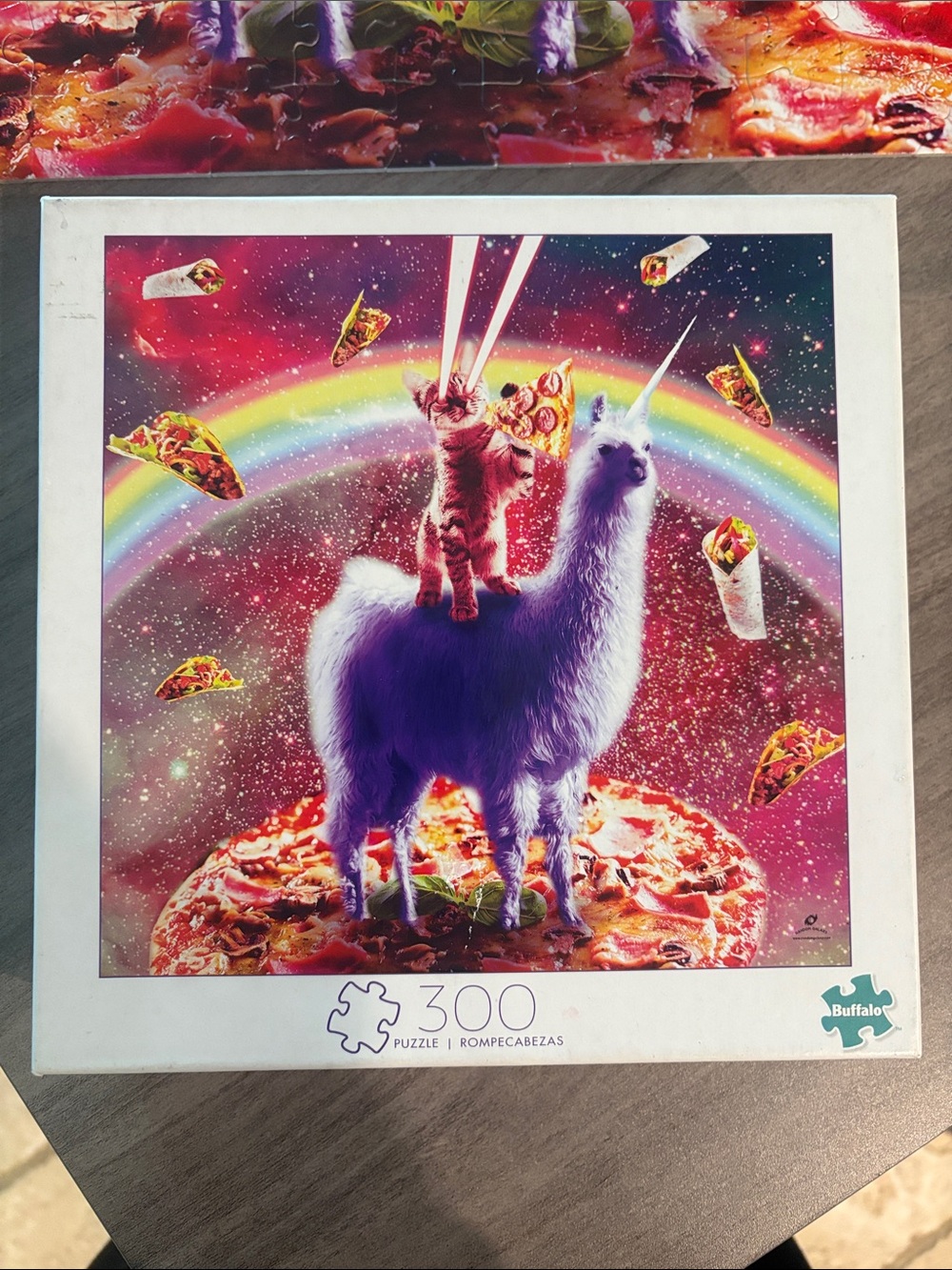 Buffalo David Bitton Purple Llama & Orange-Accented Cat Rainbow Puzzle